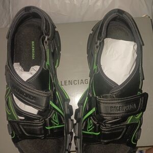 Balenciaga Men's Black and Green Sandals
